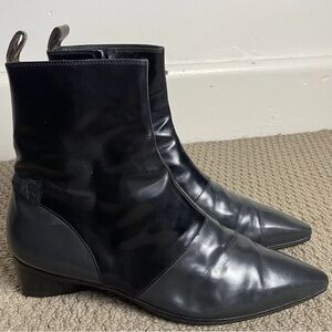 Louis Vuitton Patent Leather Boots Womens Size 41 Black Grey Ankle Re-soled